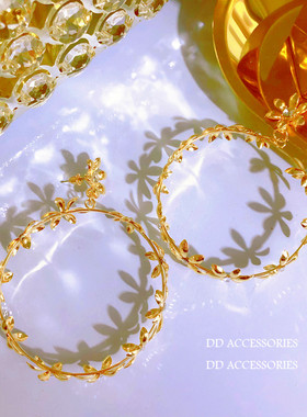 DD独家欧美重工镀金夸张雏菊镶钻小花朵装饰耳环 潮人大耳圈