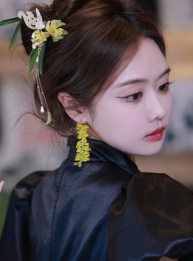 DD繁花系列/lin直播同款黄色小清新风糖果系甜妹显瘦水晶穗穗耳环