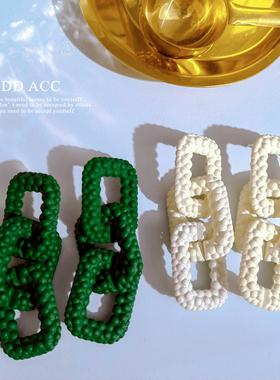 DD越简单越好看！chic风超洋气设计师大气几何链条耳环925银针