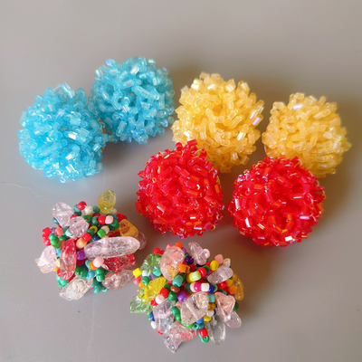 甜美彩色耳环手工水晶串珠耳钉