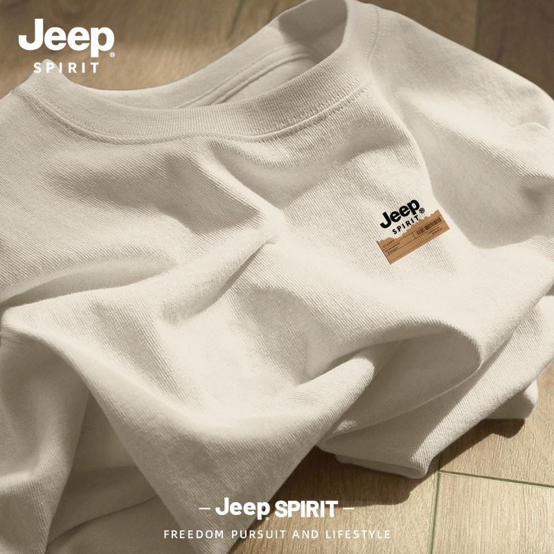 Jeep spirit吉普美式纯棉长袖T恤男士秋季潮流运动打底衫休闲上衣