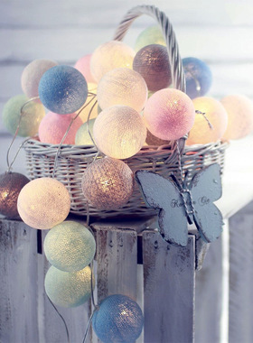 网红insled泰国棉线球灯串婚庆圣诞节日彩灯串ins北欧居家装饰灯