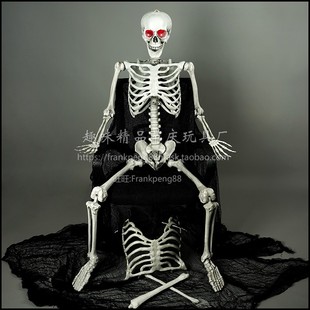 万圣节恐怖发光发声1.7米成人骷髅骨架鬼屋密室装饰电影拍摄道具