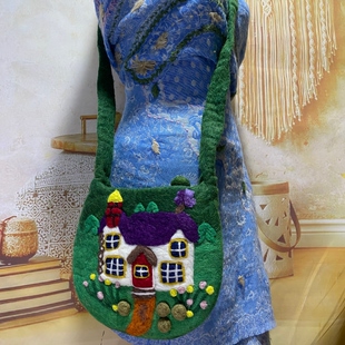 尼泊尔纯羊毛包包人脸包羊毛毡包包手工刺绣女包斜挎百搭单肩