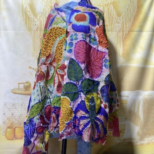 尼泊尔印度克什米尔手工羊绒羊毛刺绣围巾披肩保暖春秋异域风