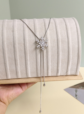 防过敏不掉色轻奢可调节中长款雪花中长款项链毛衣链项链配饰挂件