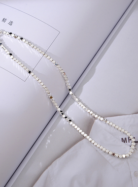 防过敏不掉色 高级感轻奢方糖碎银子短款项链 颈链锁骨链百搭洋气