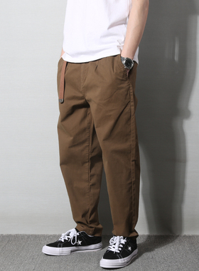 日系复古潮牌余文乐工装休闲长裤男直筒宽松大码锥形九分裤哈伦裤