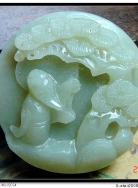 和田玉松下老人皮带扣附省级权威证书特价