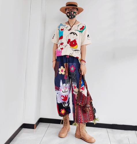 泰国民族风纯棉手工刺绣灯笼裤双面刺绣贴布拼布休闲裤长裤