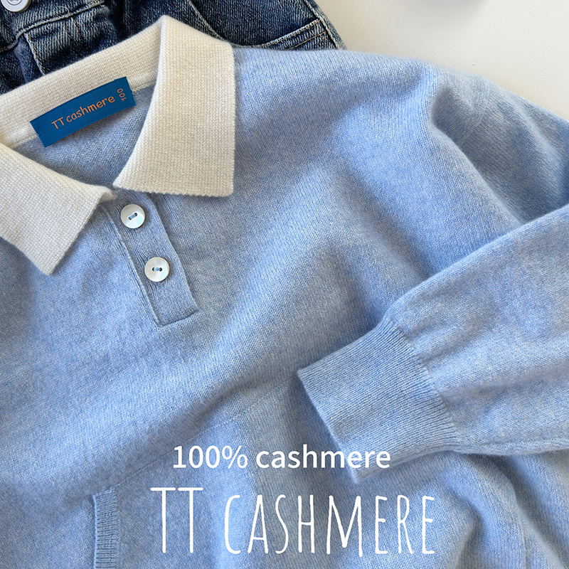 纯羊绒衬衫TTcashmere落肩小清新