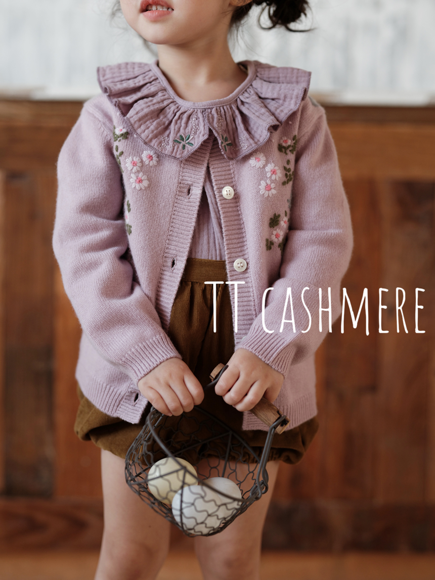 康赛妮100%山羊绒手工绣花羊绒衫