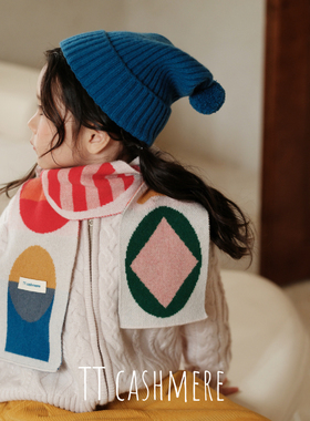 TTcashmere秋冬新款男女儿童宝宝山羊绒可爱保暖柔软帽子围巾