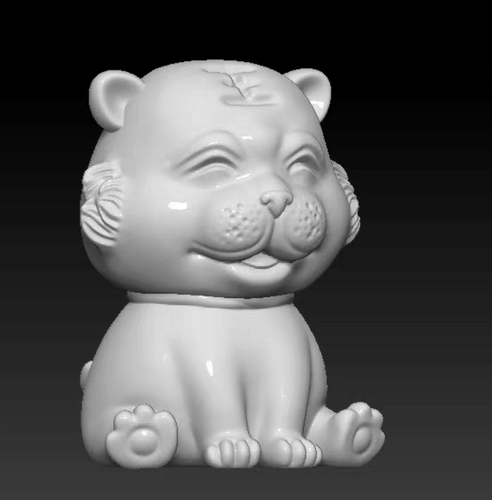 小老虎十二生肖stl圆雕图精雕图obj三维立体文件素材1980