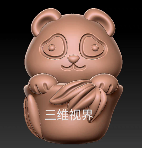 竹子熊猫三维立体图圆雕图stl文件雕刻机卡通财神3d打印模型1387