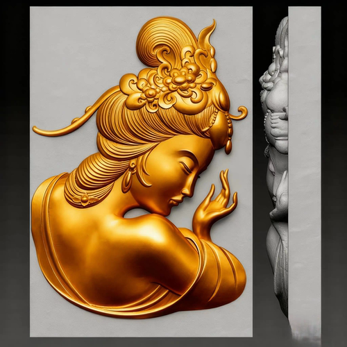 美女方牌三维立体图jdp精雕图浮雕图stl文件雕刻机3d模型1834