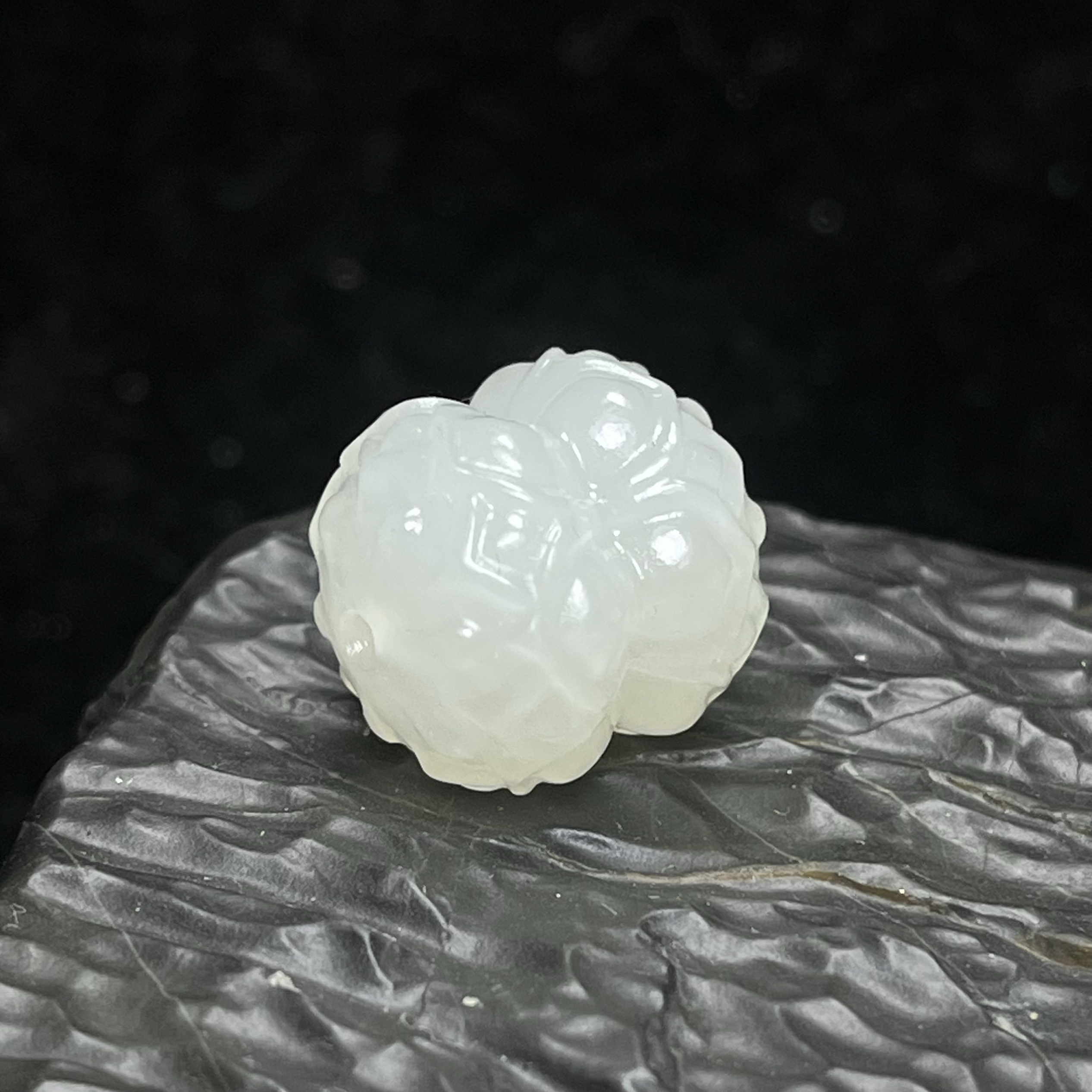 天然和田玉白玉莲花桶珠并蒂莲卡15锁骨链手串散珠配饰文玩配件
