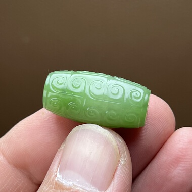 天然和田玉碧玉雕花勒子仿古如意纹桶珠手链锁骨文玩配饰定制吊坠