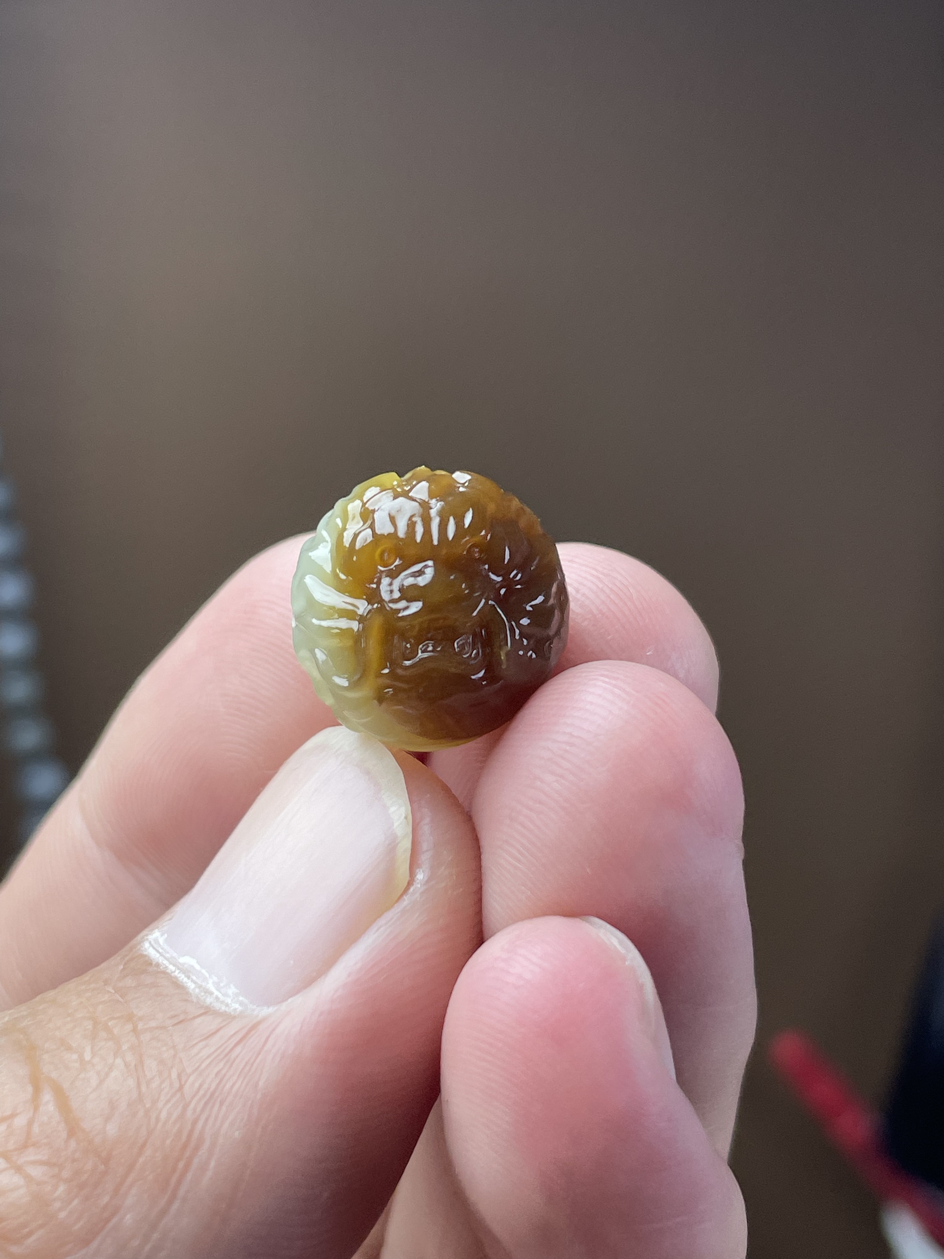 和田玉碧玉盘龙顶珠三通佛头