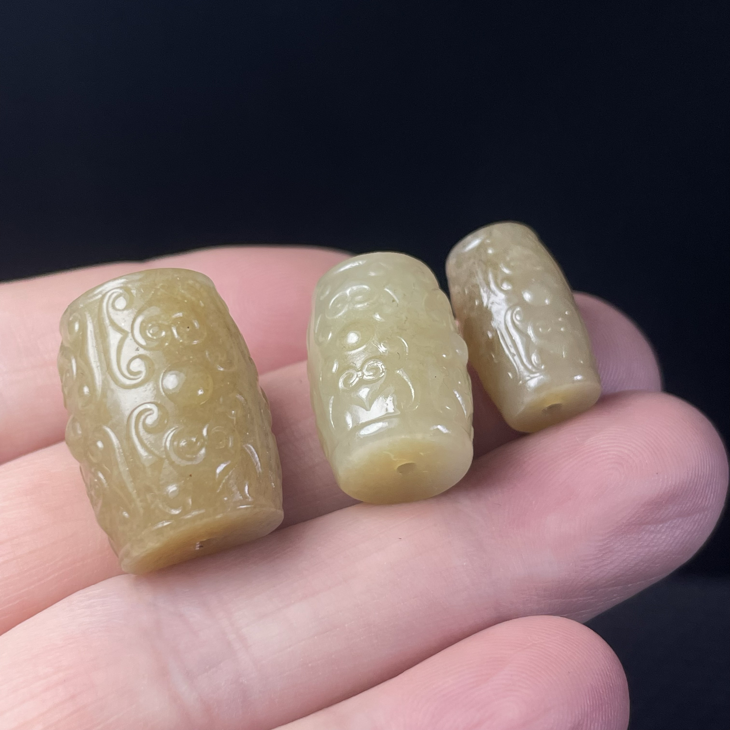 天然新疆和田玉桶珠手链配件