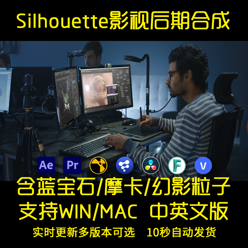 Silhouette藍(lán)寶石影視后期合成特效移除穩(wěn)定跟蹤摩卡粒子插件