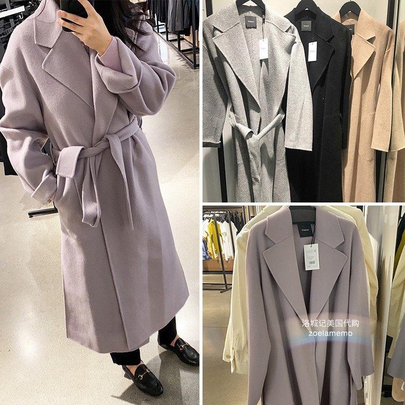 洛城记 美代 $895 Theory ROBE COAT 羊毛羊绒系带大衣 美