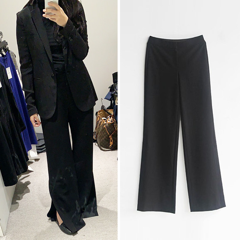 洛城记 美代    $325  Theory HIGH SLIT 黑色开叉阔腿长裤