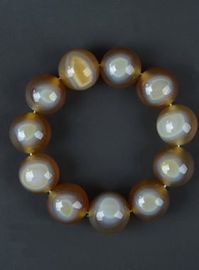 精品天然原色巴西红玛瑙冰透羊板眼天珠男款大珠手链手串21mm