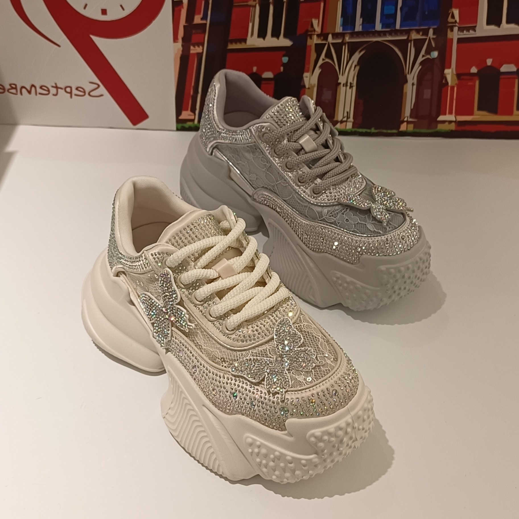 老爹鞋2024春季新款厚底系带松糕透气网面运动百搭m60女鞋休闲鞋