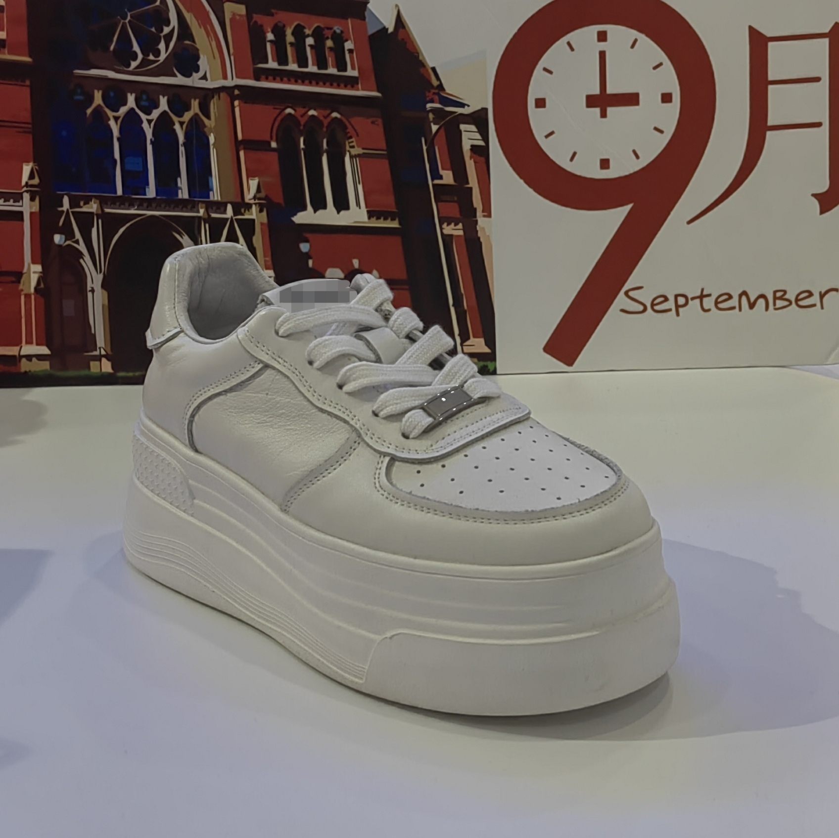 潮人潮牌女真皮板鞋厚底增高松糕底休闲白鞋牛皮m60女鞋专柜正品