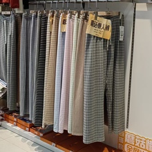 蘑菇懒人裤62801德绒睡裤家居裤加厚62820外穿条纹格子直筒女裤