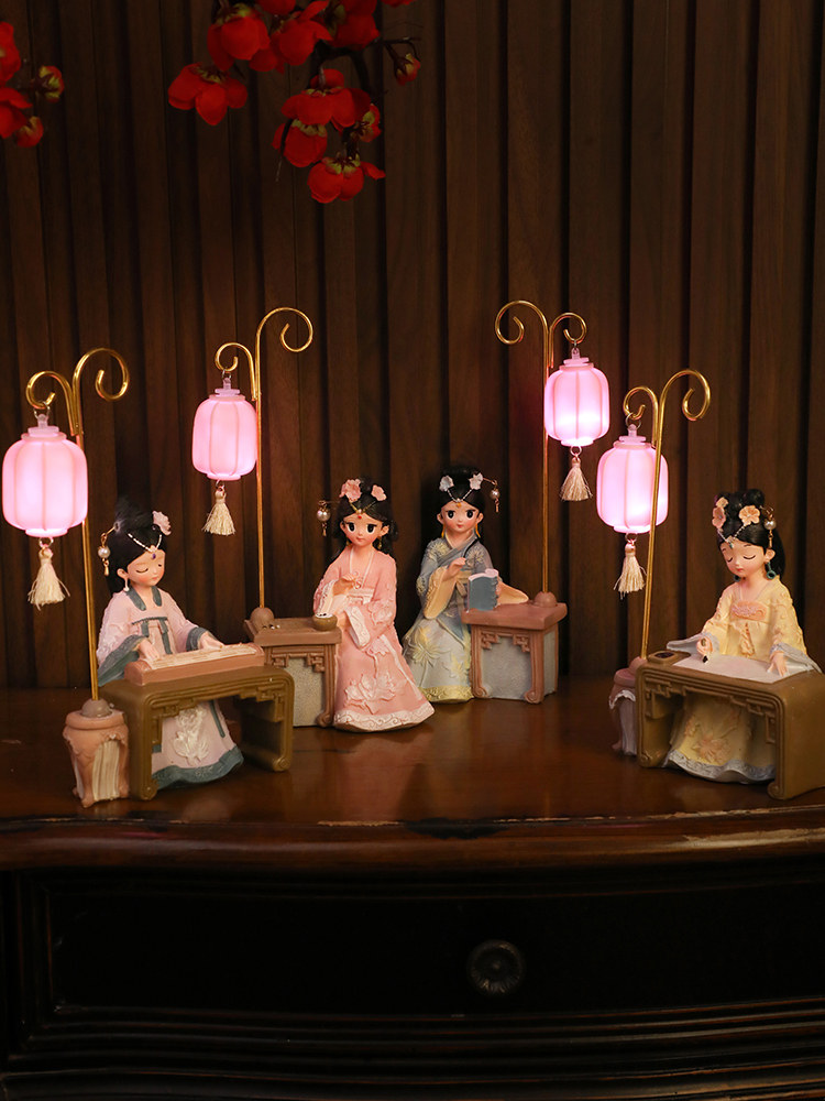 古风少女书桌面小摆件中国风卧室房间汉服女孩装饰品生日礼物女生