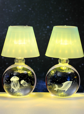 创意星空水母海豚水晶球小夜灯