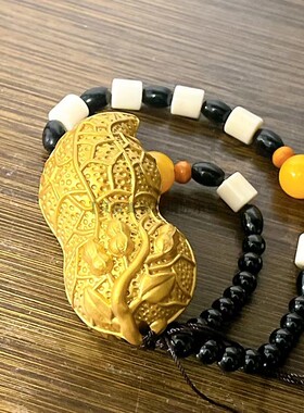 全黄铜好事花生手链男实心手把件