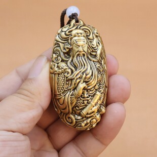 纯黄铜关公转转手把件会旋转关二爷关羽车载用汽车挂饰坠平安挂件