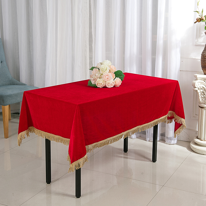 金丝绒会议桌布简约黄布地推布