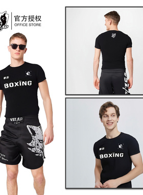 VSZAP泰拳击运动纯棉格斗短袖弹力T恤男搏击健身UFC健身房上衣