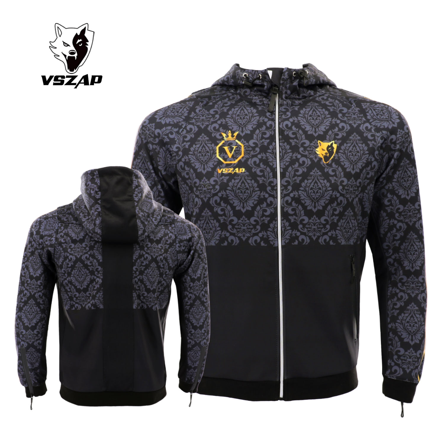 VSZAP秋冬新款黑色波纹休闲运动MMA健身卫衣泰拳击男士质感外套