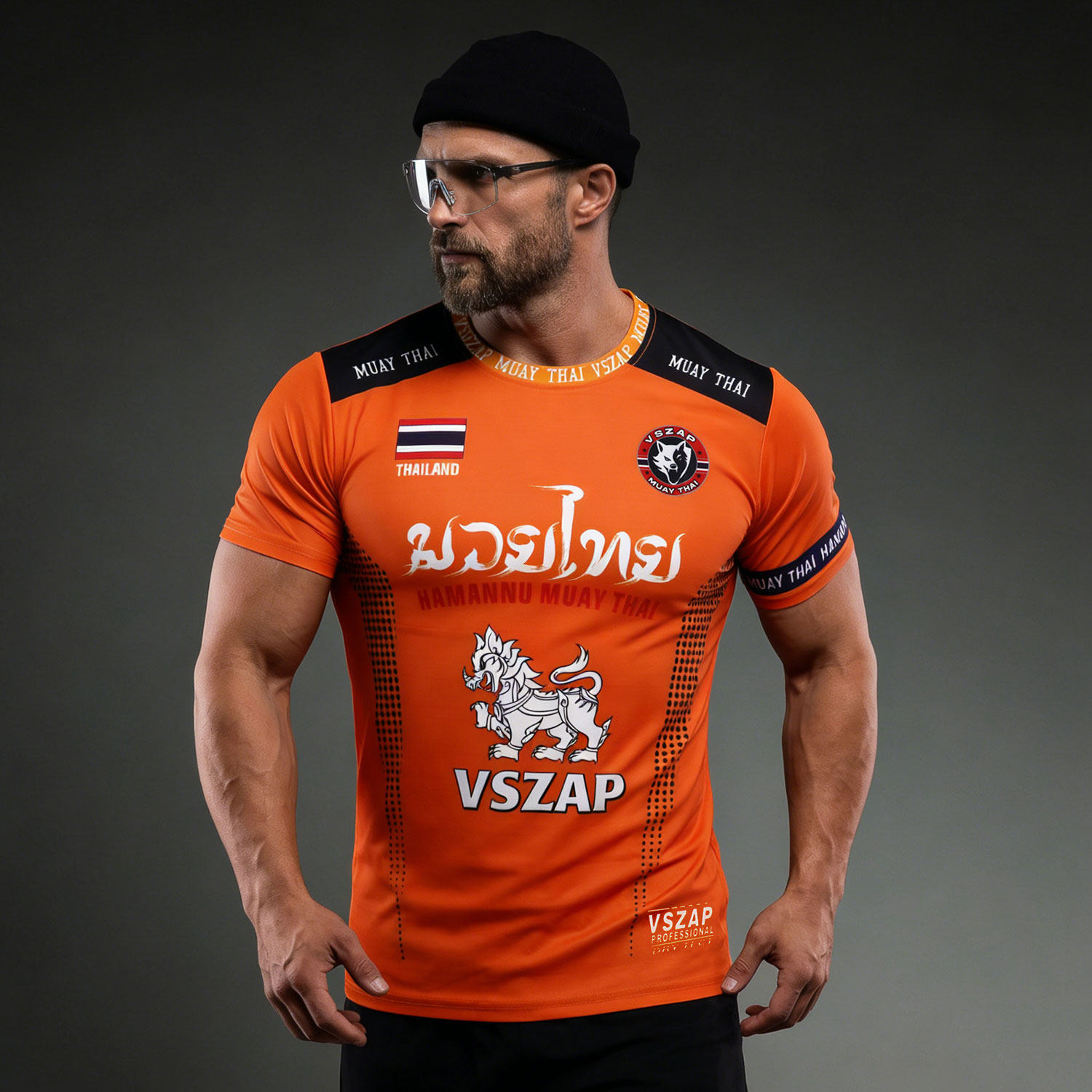 VSZAP泰国MMA泰拳运动拳击服短袖T恤男UFC夏速干搏击健身比赛格斗