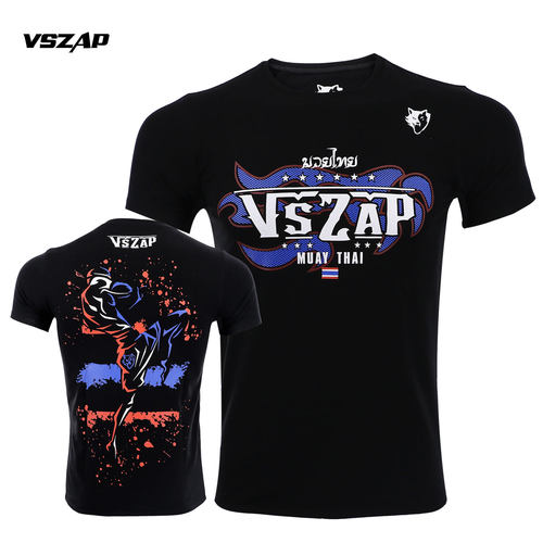 VSZAP搏击泰拳击服纯棉弹力运动健身UFC短袖T恤男女MMA格斗衣训练