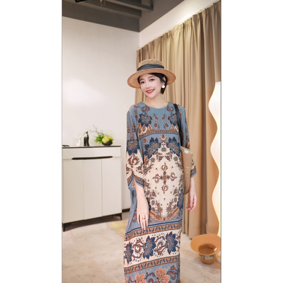 60163真丝桑蚕丝连衣裙度假显瘦时尚