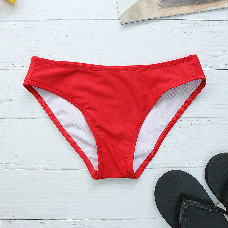 红色三角裤泳裤女夏防走光底裤红色比基尼打底游泳衣单件上衣