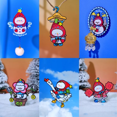哈尔滨天使雪fufu旋转手绢冰箱贴大雪人文创旅游礼物纪念品伴手礼