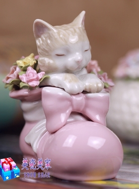 美国陶瓷礼品小猫咪摆件