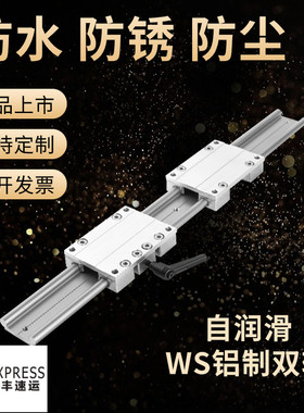 自润滑双轨 直线导轨WS10-40稳固型防水防尘防锈工程塑料铝制滑台