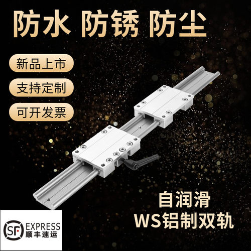 自润滑双轨 直线导轨WS10-40易格斯防水防尘防锈工程塑料铝制滑台