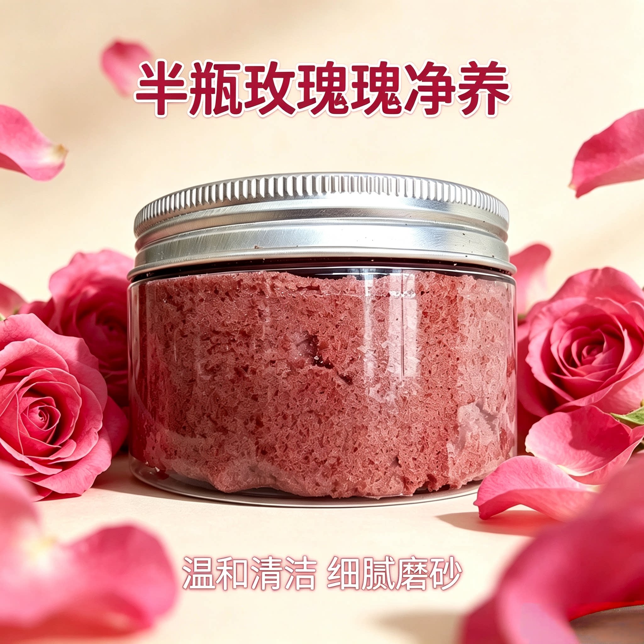 玫瑰洁面盐面部清洁磨砂角质黑头