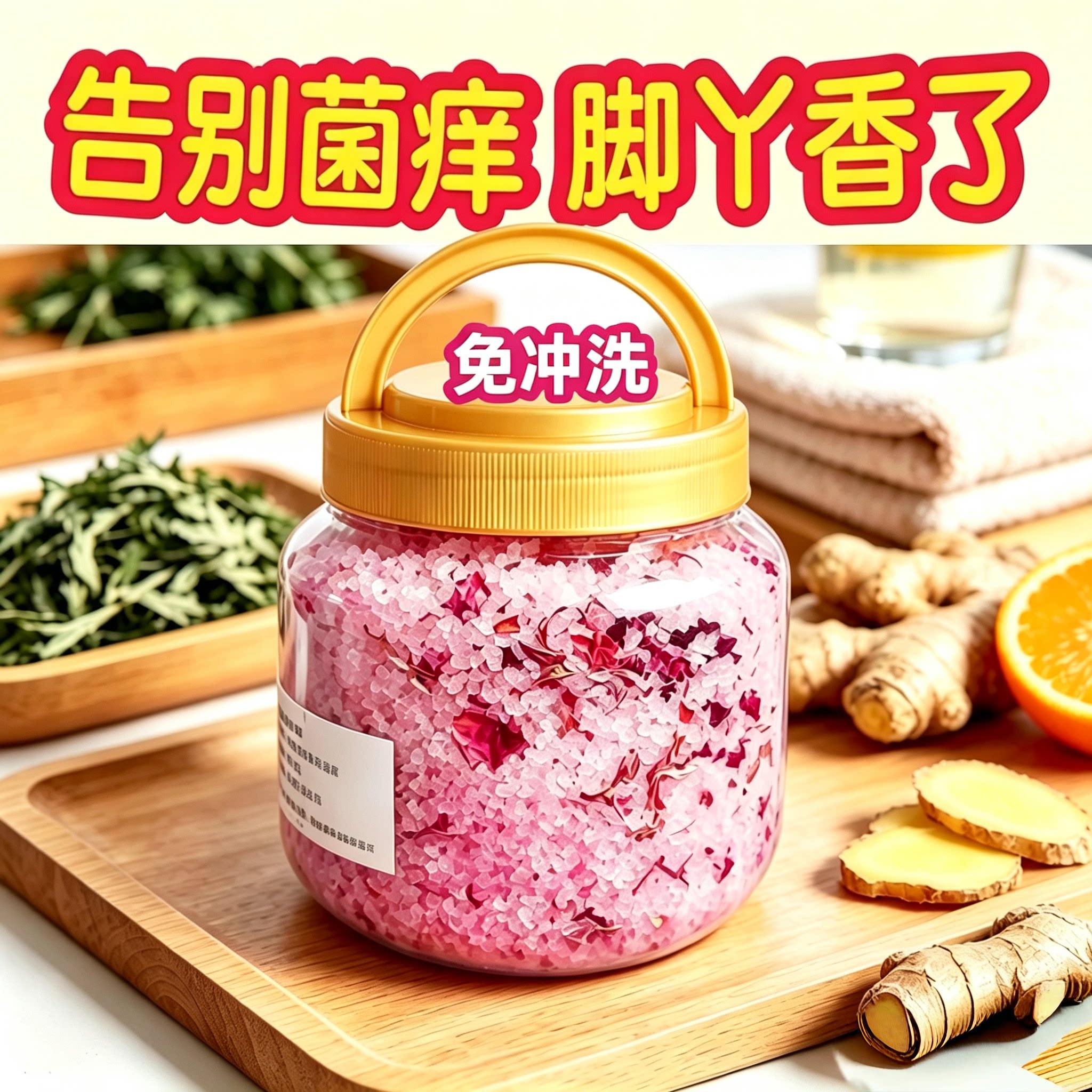 足浴泡脚泡澡专用盐菌痒干皮香体