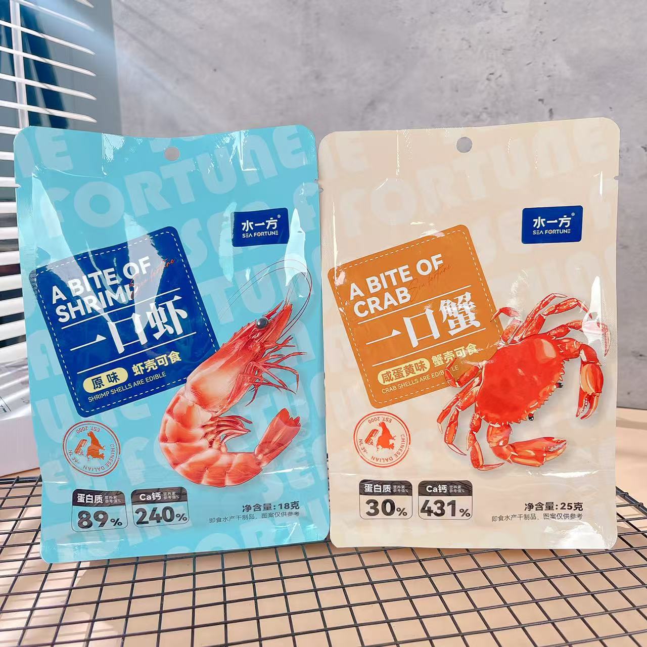 水一方一口虾一口蟹即食海味零食