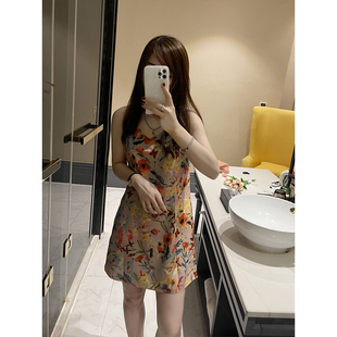 裙子 性感小众设计显瘦短款 superxue 碎花吊带连衣裙女夏新款